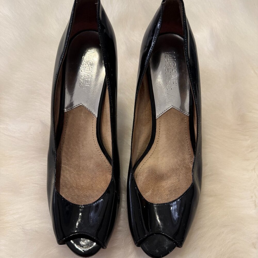 Black Patent Peep-Toe Michael Kors Pumps